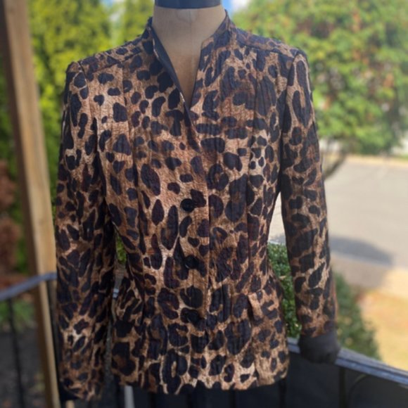 Lafayette 148 New York Leopard Print Sz 10 Blazer - Picture 1 of 7